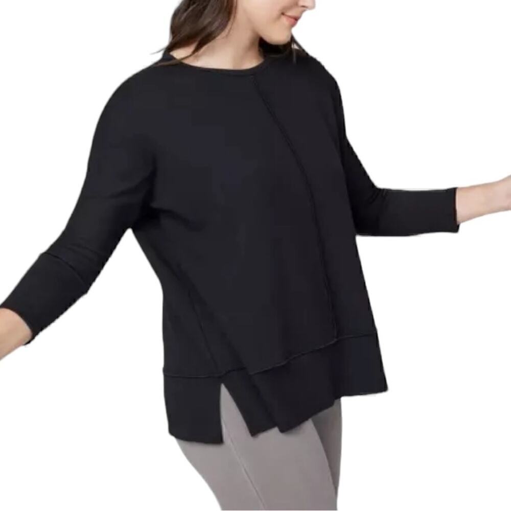 Spanx Dolman 3/4 Sleeve Black Sweatshirt Large Classic, closet staple
